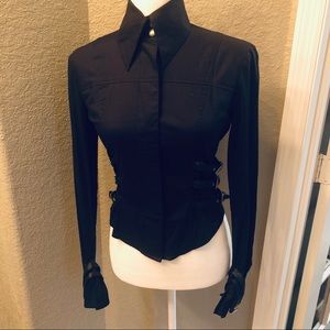 Lip Service MATTE PVC Corset Shirt Black/Black
